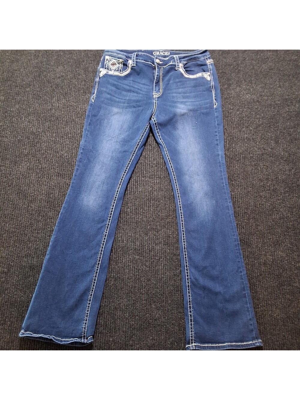 Grace in LA Embellished Bootcut Jeans Dark Wash Size 33 Vintage Y2k